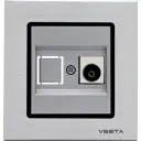 Розетка телевизионная встраиваемая Vesta-electric Exclusive Silver Metallic FRZ00041005SER с заземлением цвет серебристый