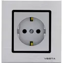 Розетка встраиваемая Vesta-electric Exclusive Silver Metallic FRZ00041003SER с заземлением цвет белый