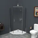 Душевой уголок Belbagno UNO-195-P-1-80-C-Cr пятиугольник 80x80см серебро профиль эффект стекла прозрачный