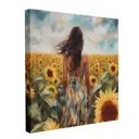 Картина в раме Симфония "Девушка и подсолнухи" 40x40 см