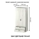 Шкаф No name 2 дверный 100x220x59.5 см 2 ящика и перегородка ЛДСП цвет дуб крафт белый
