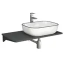 Комплект BAUEDGE BF1560: столешница кварц 80 см с кроншт, серый раковина Stil Black Rand 50x40 черный кант, смеситель хром Hotel Stil, выпуск и сифон