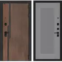 Входная дверь Лабиринт Кармина правый 205x96см цвет орех американский с патиной/серый софт рельеф с панелью П30