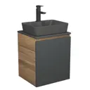 Тумба Bauedge Bau Dream Blackwood 50 графит раковина Cerama 48x37 темно-серая матовая смеситель Hotel Black черный