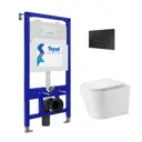 Комплект Teymi T70716 5 в 1: Инсталляция Aina 52, клавиша смыва Kati черная, подвесной унитаз с микролифтом Solli, крепеж