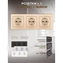 Розетка встраиваемая с рамкой Arte milano SET06-3-40-1x3.shampan с заземлением и шторками цвет шампань