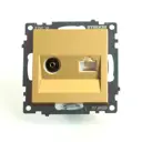 Розетка для телевизора и компьютера встраиваемая Stekker Катрин 49230 RJ-45 цвет золото