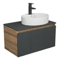 Тумба под раковину Bauedge Blackwood BD2755 подвесная 80см с раковиной, смесителем цвет графит, белый, черный матовый