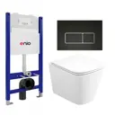 Комплект 3 в 1 инсталляция Enio Tecnico 50 612048 EN8050050 унитаз подвесной Binario EN4215896 кнопка черная окантовка хром Rettangolo