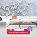Фотообои флизелиновые Первое Ателье Ветка сакуры на мрамое pw141414 600x270 см