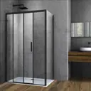Душевой уголок Vincea Soft VSR-3SO9014CLB прямоугольный 140x90см черный профиль эффект стекла прозрачное закаленное стекло