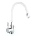 Смеситель для кухни Floe FK234-DW на гайке гибкий излив 19 см цвет белый матовый
