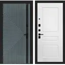 Входная дверь Labirintdoors Кредор П03 левый 205x96см цвет серо-зеленый с патиной/белый софт