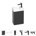 Тумба с раковиной подвесная Wellsee WC Area 20216893R с донным клапаном, сифоном, смесителем и вентилями цвет серый/серебристый