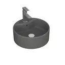 Раковина накладная со смесителем и выпуском BAU Element D41 YBD2575, темно-серый матовый, смеситель Hotel Still, выпуск клик-клак белый