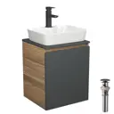 Тумба Bauedge Bau Dream Blackwood 50 графит раковина BAU Cerama 48x37 белая смеситель Hotel Black черный выпуск клик клак черный