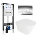 Комплект 3 в 1 инсталляция Lorne Profi LN7002500 630189 с унитазом подвесным Enio Cento EN4280110, кнопка хром глянцевый Ronde
