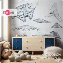 Фотообои флизелиновые 3d детские Barton Wall Самолет Чертеж 300х270 см K316-C