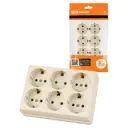 Розетка шестирная накладная Tdm electric Ладога SQ1801-0246 цвет бежевый