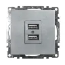 Розетка USB двойная встраиваемая Stekker Катрин 39588 цвет серебро