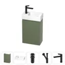 Тумба с раковиной подвесная Wellsee WC Area 20216881R с донным клапаном, сифоном, смесителем и вентилями цвет зеленый