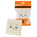 Розетка для телефона/компьютера встраиваемая Tdm electric SQ1816-0148 RJ11 RJ45 с заземлением цвет бежевый