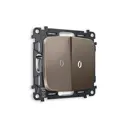 Выключатель проходной встраиваемый Ambrella volt Omega MO634035 2 клавиши с подсветкой 5600K цвет темная бронза матовый