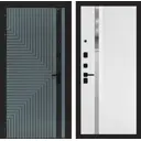 Входная дверь Лабиринт Кредор левый 205x96см цвет серо-зеленый с патиной/белый софт с зеркалом П31