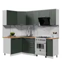 Кухонный гарнитур Дсв мебель Квадро угловой со столешницей 38 мм 170x211.8x130 см ЛДСП цвет серый/зеленый