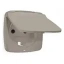 Накладка для розетки с заземлением и со шторками и крышкой IP44 Ambrella volt Omega OP3680 цвет серо-бежевый матовый