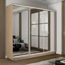 Шкаф-купе Мебельная Компания Е1 3 дверный 240x210x45 см зеркала 9 полок ЛДСП цвет дуб сонома