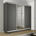 Шкаф-купе Мебельная Компания Е1 3 дверный 220x240x45 см зеркало 9 полок ЛДСП цвет серый