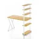 Стол Solarius loft с 5 полками столешница без шлифовки и покрытия 60x145x130 см белые металлические Z-образные ножки сосна цвет некрашеный