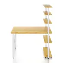Стол Solarius loft с 5 полками столешница без шлифовки и покрытия 60x145x120 см белые металлические крестообразные ножки сосна цвет некрашеный