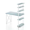 Стол Solarius loft с 5 полками столешница 40 мм 60x145x100 см крестообразные ножки сосна цвет голубой