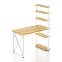 Стол Solarius loft с 5 полками столешница без шлифовки и покрытия 80x145x120 см белые металлические крестообразные ножки сосна цвет некрашеный