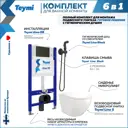 Комплект Teymi F08281 Инсталляция Aina 50, клавиша смыва Lina черная, унитаз Lina S, гигиенический душ Lina черный матовый F08281