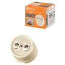 Розетка двойная компьютерная накладная Tdm electric Болонь SQ1820-0351 RJ45 с заземлением цвет слоновая кость