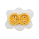 Розетка двойная встраиваемая Kranz Happy Яичница KR-78-0632 с заземлением и шторками цвет белый/желтый