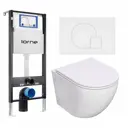 Комплект 3 в 1 инсталляция Lorne Profi LN7002500 630337 с унитазом подвесным Lorne Pilpao LN5007501, кнопка белая матовая Geometriq