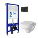 Комплект Teymi T70786 5 в 1: инсталляция Aina 52, клавиша смыва Aina черная, подвесной унитаз с микролифтом Hanna Pro, крепеж