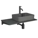 Комплект BAUEDGE BF1541: столешница кварц 80 см с кроншт, серый раковина Cerama 48x37, смеситель Dream Black черный, выпуск и сифон Stil