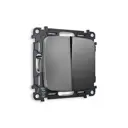 Выключатель проходной встраиваемый Ambrella volt Omega MO653020 2 клавиши цвет антрацит серый