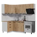 Кухонный гарнитур Дсв мебель Лофт угловой со столешницей 38 мм 160x211.8x120 см ЛДСП цвет серый/дуб цикорий
