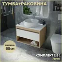 Тумба под раковину подвесная Teymi F03352 65см с раковиной цвет дуб