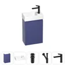 Тумба с раковиной подвесная Wellsee WC Area 20216870R с донным клапаном, сифоном и смесителем цвет синий