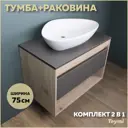 Комплект тумба под раковину Teymi Ritta 75 дуб эврика/графит матовый и раковина Ellie 60 F03407