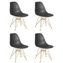 Комплект кухонных стульев 4 шт Dobrin Dsr lmzl-pp638a 46x46x53.5 см пластик цвет темно-серый ножки золотые