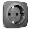 Накладка для розетки с заземлением и со шторками Ambrella volt Omega OP6570 цвет антрацит серый