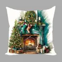 Наволочка декоративная Zaberite Новогодний камин 3851Н, 40x40 см, велюр 1 шт